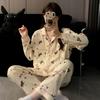 Spring and Autumn Women's Pajamas Homewear Set of Long-Sleeved Pajamas Girls Students Cute Printed Sweet Homewear Set