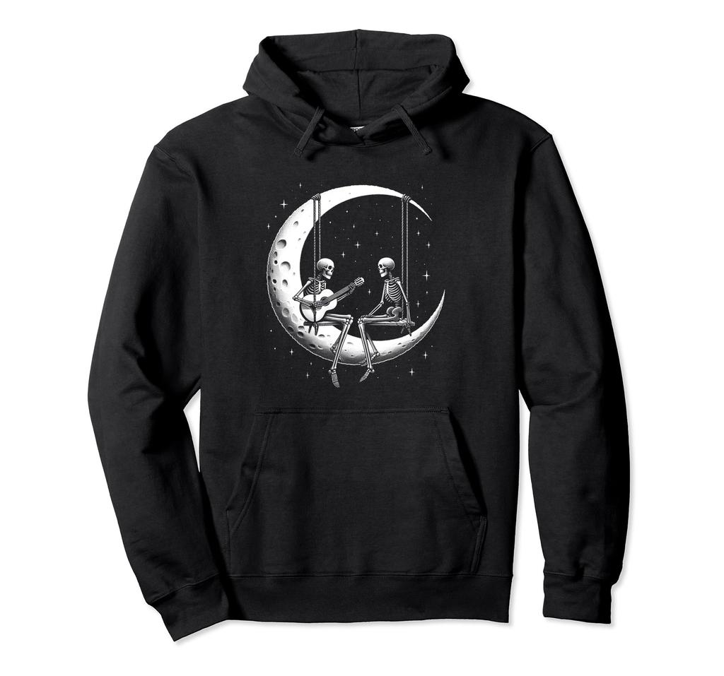 Creepy Moonlight Skeleton Duo Musical Night Hoodie