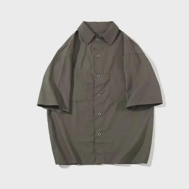 Мужская ретро японская рубашка свободного кроя с рукавами-пятью