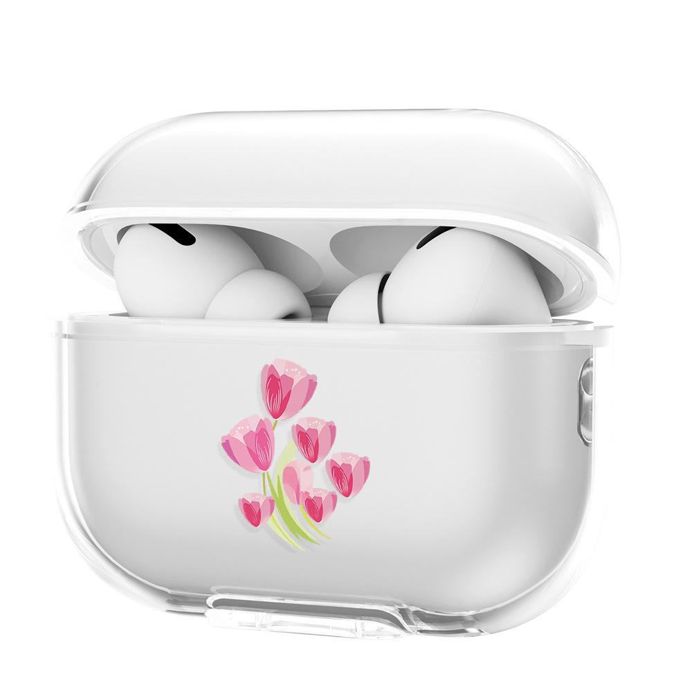 Розовый цветок подходит для защитного чехла AirPods, чехла для беспроводных наушников Apple, нового чехла 3-го поколения из мягкого ТПУ, прозрачный
