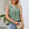 New Summer Women's V-Neck Vest Hole Hollow Sleeveless Pleated Top