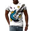 Fashion Men's Guitar Pattern T-shirt Street Elements Personality Short Sleeve Top Hip Hops Trend Casual Print Crew Neck Clothing