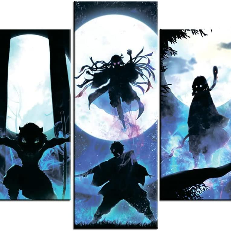 Холст без рамки, 5 шт., аниме «Убийца демонов Kimetsu No Yaiba Tanjiro Nezuko», настенные художественные постеры, картины для домашнего декора
