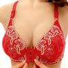 Women's Plus Size Embroidered Buckle Front Push-Up Wire-Free Cotton Bra