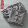 Мужской осенний костюм Тан: Куртка Zhongshan из хлопка и льна с длинными рукавами для людей среднего и пожилого возраста