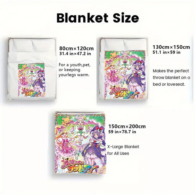 Witchy Pretty Cure 2D Flat Pattern Flannel Blanket High quality All Seasons Warmth and Comfort Perfect for Christmas Gifts.DMT0925210