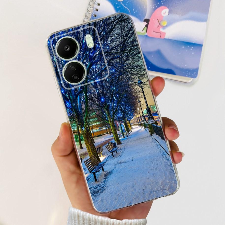 For Xiaomi POCO C65 Case Transparent Silicone Soft TPU Phone Cover For Xiaomi Mi Poco C65 Protective Bumper PocoC65 Flower Funda
