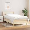 3130078 vidaXL Bed with Box Spring and Mattress Cream 90x190 Cm Fabric