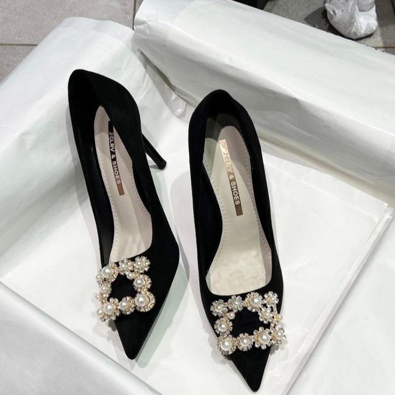 Модные новые стильные модные женские туфли со стразами, дизайнерские роскошные сексуальные туфли с острыми каблуками, элегантные удобные простые туфли для вечеринки, женские туфли-лодочки