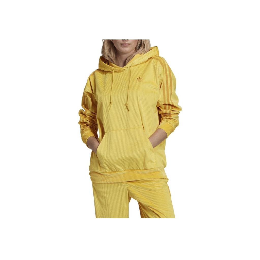Adidas Оригинальная однотонная повседневная толстовка с капюшоном и длинными рукавами для женщин, цвет желтый GU0809