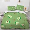 Cartoon Avocado King Queen Duvet Cover Fruit Funny Expression Bedding Set for Kids Teens Adult Green Quilt Cover with Pillowcase