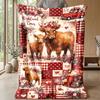 Highland Cows in Magical Forest Theme blanket Lightweight Warm Flannel Blanket Decorative Throw Blanket for Home Decoration