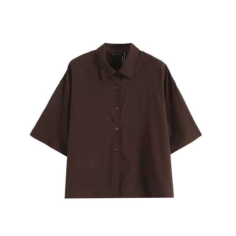 Fashion Style 2024 Summer New Arrival Women's Easiest for Match Commute Style Elegant Lapel Short Sleeve Shirt 05115577526