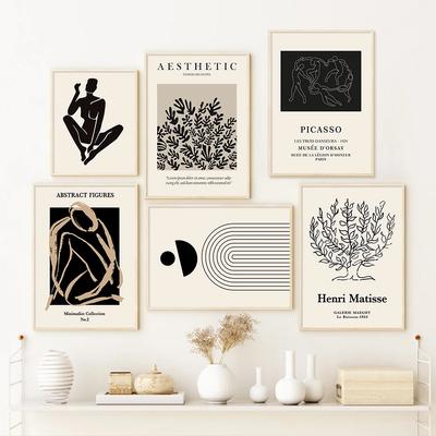 Анри Матисс Абстракция Геометрия Линия Лица Бежевый Богемный Плакаты Настенная Живопись Печать На Холсте Картина Картины Спальня Домашнее Украшение