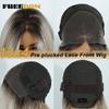 FREEDOM 13x4 Synthetic Lace Front Wigs For Women Short Bob Wig With Bangs Pre Plucked Wear And Go Pre-cut Ombre Blonde Lace Wigs
