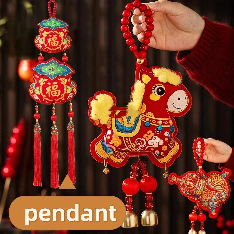 Cute Red Fu Bao Tassel Hanging Ornament Chinese Spring Festival Wall Door Pendant New Horse Year Home Decorations