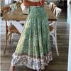 Women Fashion Plus Size 5XL Skirts Summer Boho Long Skirt Floral Printing Wrinkle Skirt