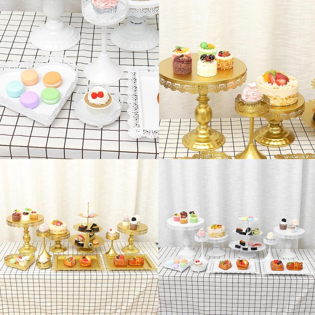 10 шт., набор подставок для торта, золотой, белый, круглый, металлический, с кристаллами, подставка для десерта, кекс, стандартная подставка для свадебной вечеринки, торта