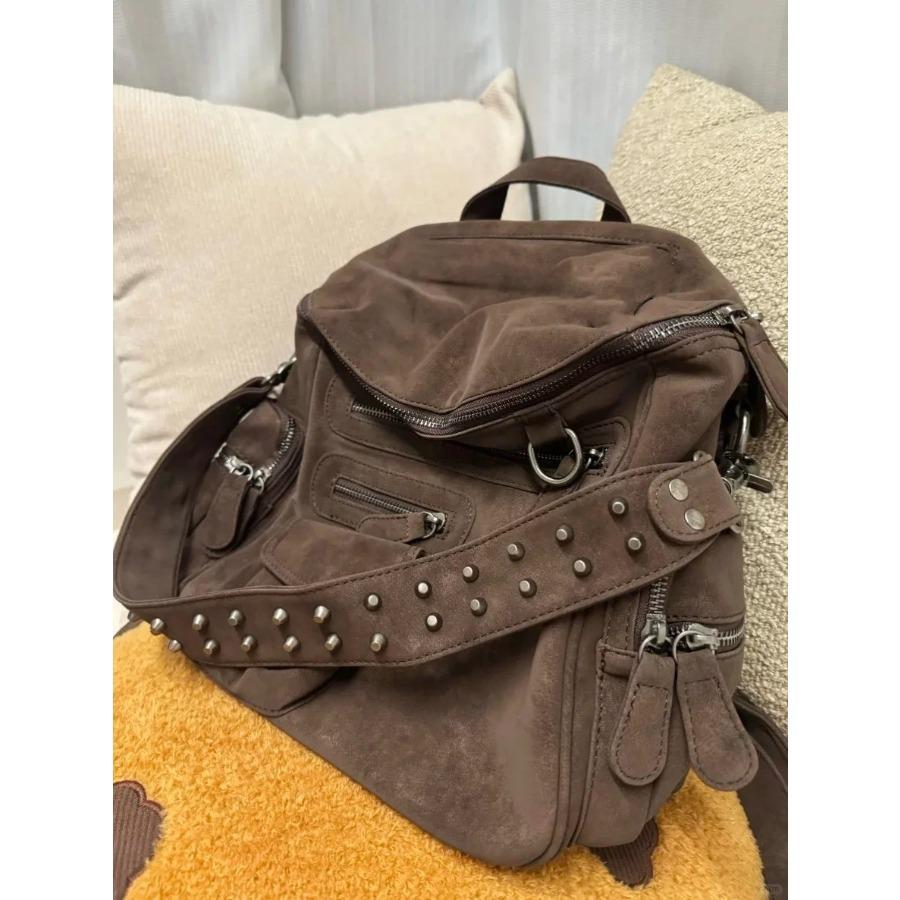 New Commuter Large Capacity Fashionable Versatile Multi Pocket Retro Student Backpack Travel Backpack