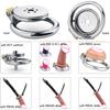 Large Real Silicone Dildo Negative Inverted Flat Stainless Steel Chastity Cage with Three Way Anti-Slip Belt for Men Adult BDSM