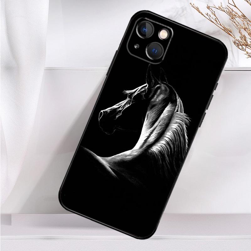 Черный Белый Лошадь Чехол Для Телефона iPhone 16 15 14 12 11 13 Pro Max 7 8 Plus X XR XS Max 13 12 Mini Cover