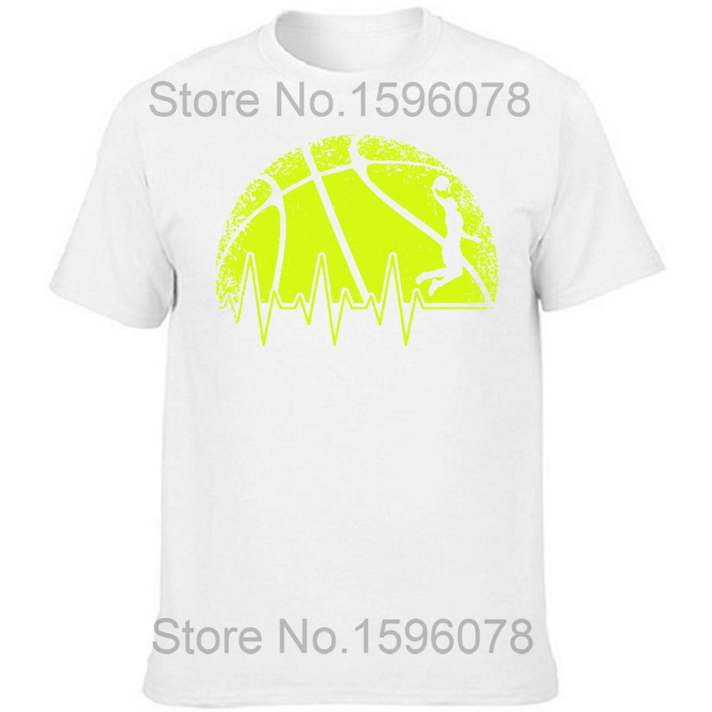 Забавные футболки с сердцебиением баскетбола, летний стиль, графический хлопок, уличная одежда, с коротким рукавом, подарки для любителей баскетбола, мужская футболка