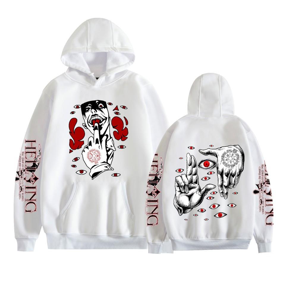 Аниме Худи Хеллсинг Харадзюку Пуловер Топы Женские Мужские Толстовки Новые Мультяшные Принты Длинный Рукав Мода Женская Косплей Уличная Одежда