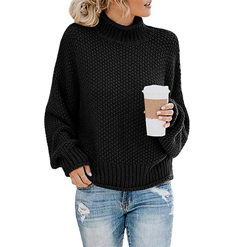 New Autumn Long Sleeve Loose Casual Knitwear Sweater Women Winter Half High Neck Pullover Sweaters for Women Fashion Plus Size Knitted Sweater 24889