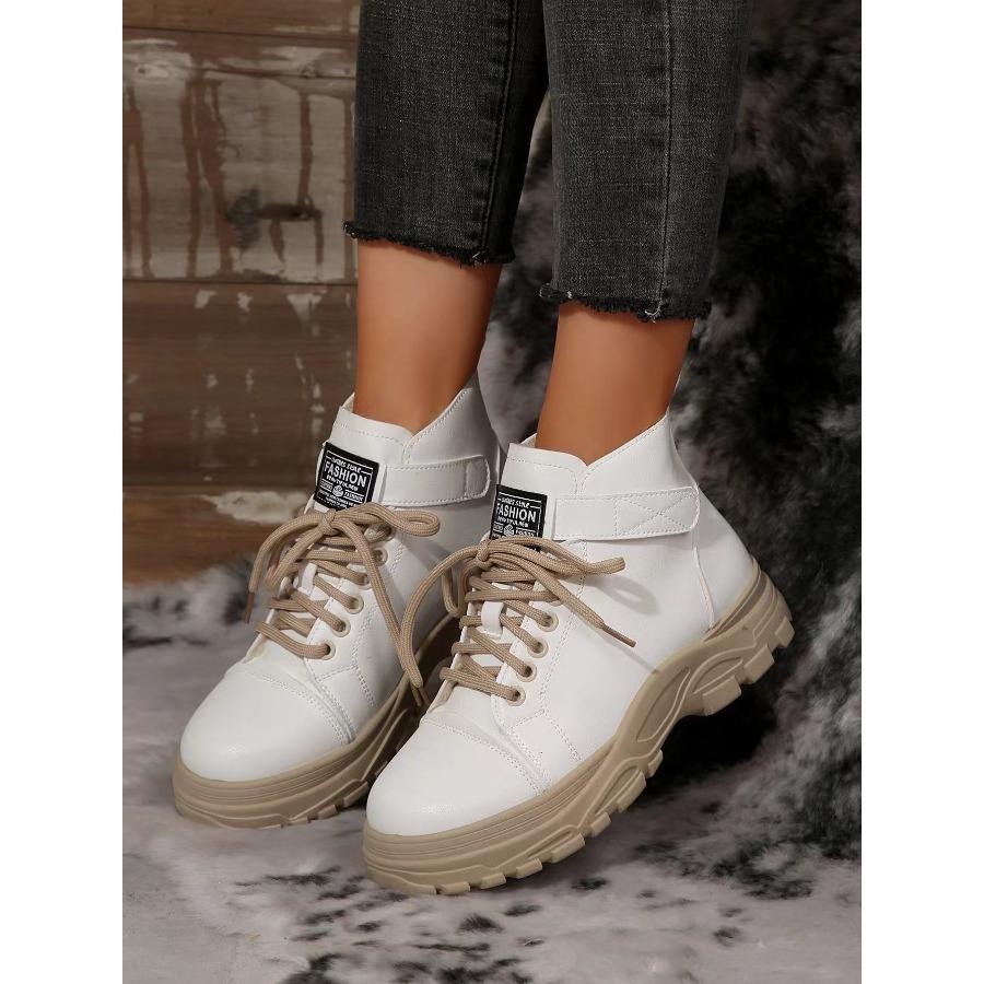 Женские ботинки Мартина больших размеров 2025 Осень/Зима Новое поступление Британский стиль Шнуровка Ботильоны Модная массивная подошва Короткие ботинки