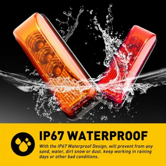 4X 3LED Marker Side Amber Lights Clearance Truck Light 12V Trailer RV Waterproof