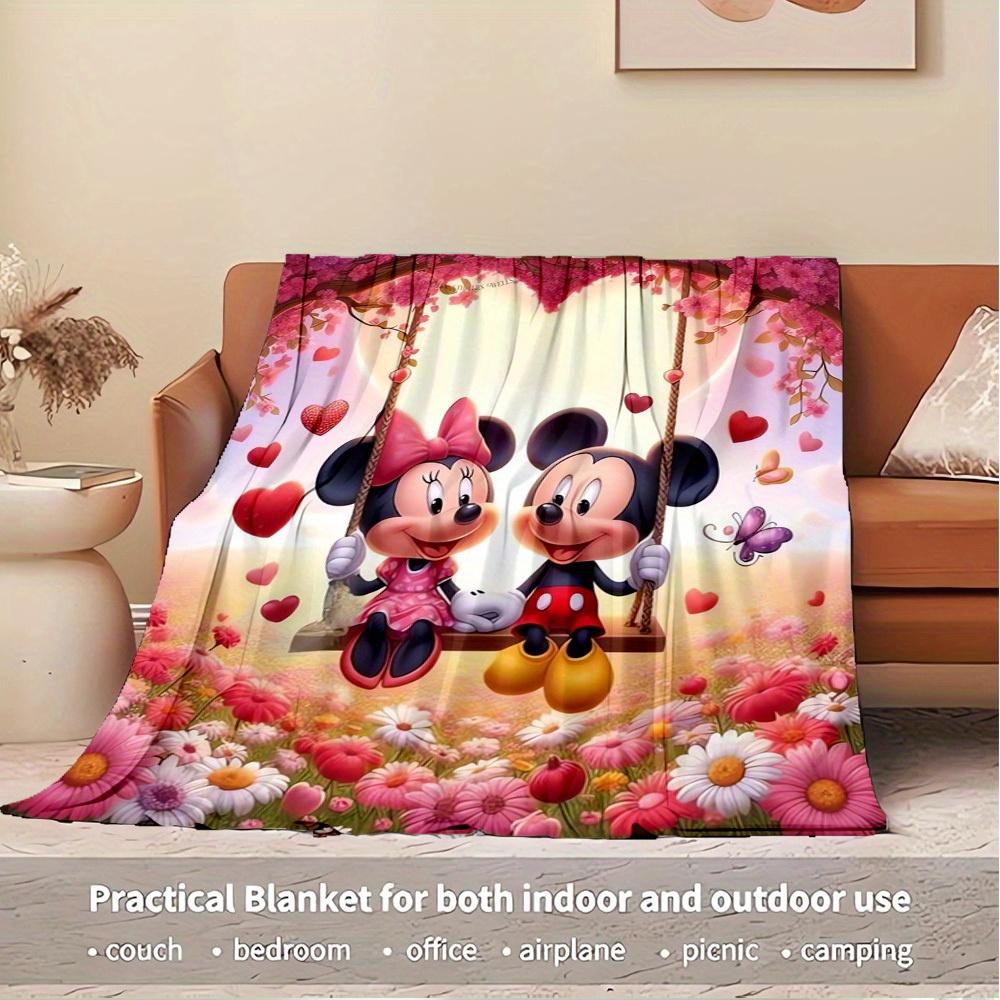 1pc Flannel Mickey and Minnie Love Valentine's Day Romantic Bedroom Bed Cover Sofa Blanket Gift Home Decoration