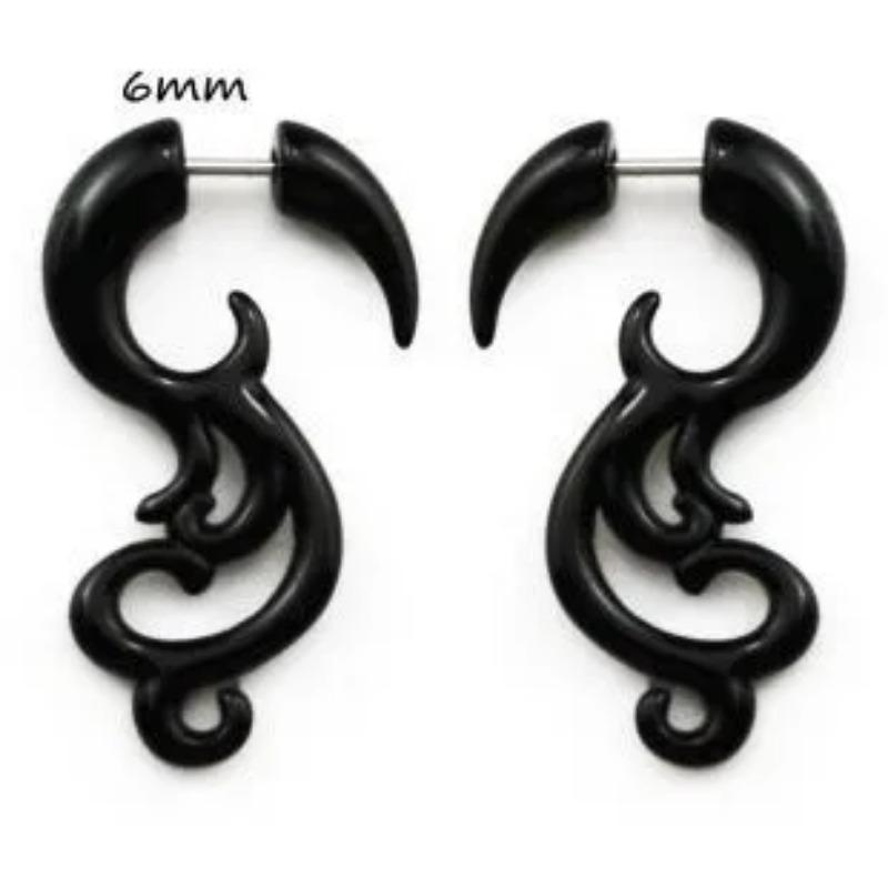 Модные серьги с черным рогом для женщин, акриловые серьги-гвоздики в стиле хип-хоп из нержавеющей стали, антиаллергенные серьги, готические спиральные украшения для ушей