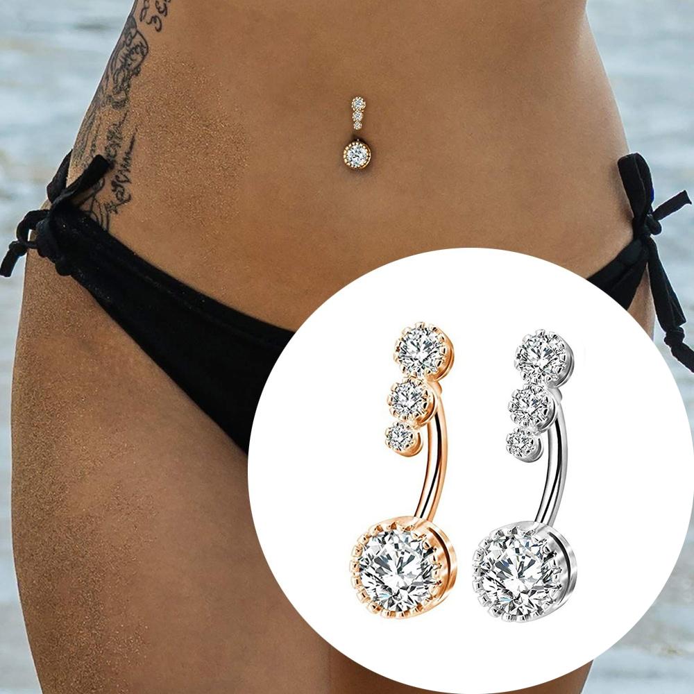 Belly Piercing Button Rings Punk Clear Round Navel Rings Belly Jewelry Women Body Jewelry MIT