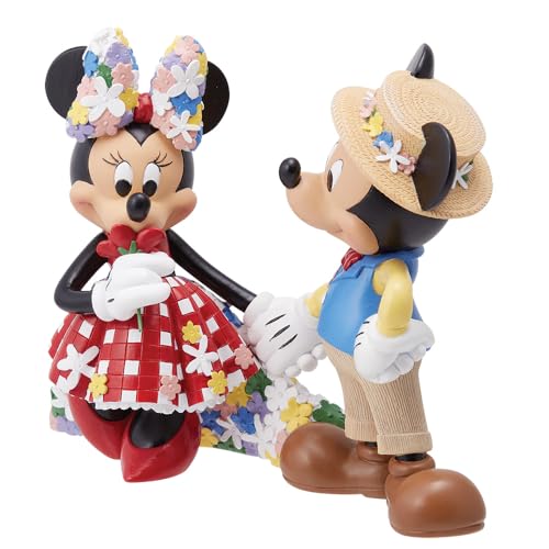 Enesco Disney Showcase Botanical Mickey and Minnie Mouse Holding Hands Figurine, 6.69 Inch, Multicolor