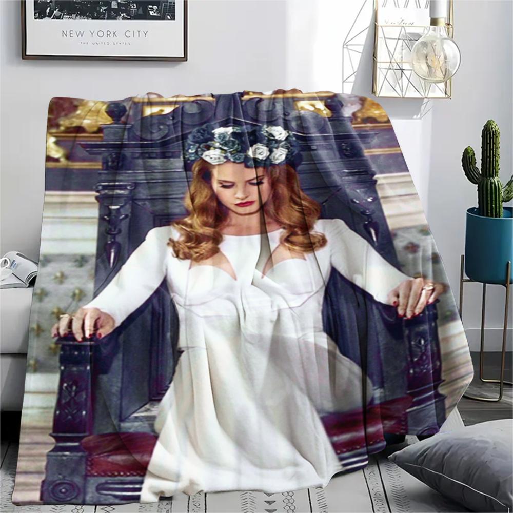 1PC Lana Del Rey Print Flannel Blanket, High quality Comfortable for All Seasons, Home Decor, Warmth and Comfort, Perfect for Christmas Gifts