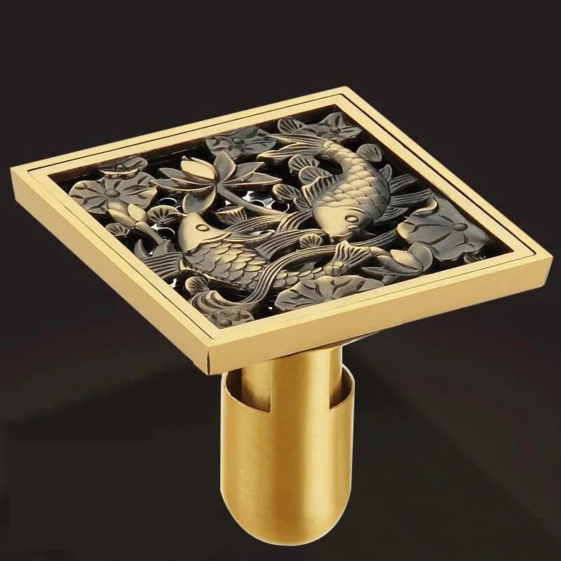 Euro Square Floor Drains Antique Brass Shower Hardware Bathroom Accessories Floor Drain Deodorant Floor Drain Strainer Cover