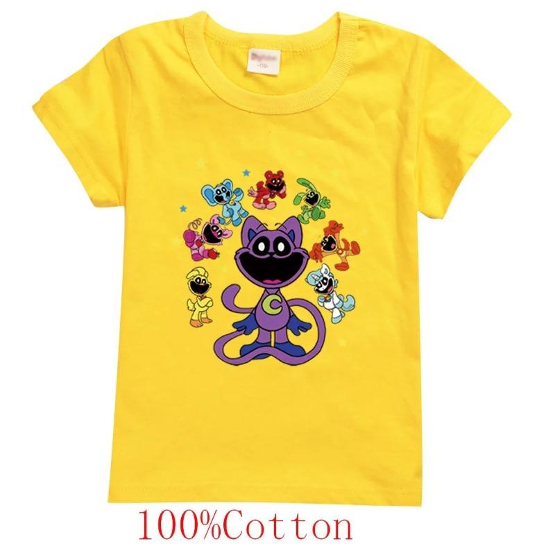 Новая игра Футболки Smiling Critters Детские 2024 Летняя одежда Мальчики Футболка Cat Nap Детские топы с коротким рукавом Детская одежда