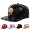 Unisex Iron Ring Lion Head Label Leather Hip-hop Hats Spring Autumn Outdoor Adjustable Casual Baseball Caps Sunscreen Hat