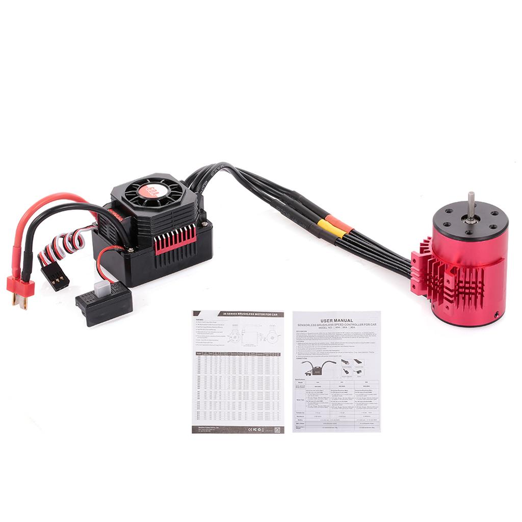 Бесколлекторный двигатель SURPASS HOBBY 3650 3900KV с радиатором и регулятор 60A с BEC Водонепроницаемый для радиоуправляемых автомобилей и грузовиков масштаба 1/10 1/8
