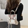 Plaid Grid Bow Backpack Handbag Women Crossbody Bag Simple College Style Backpack  Children