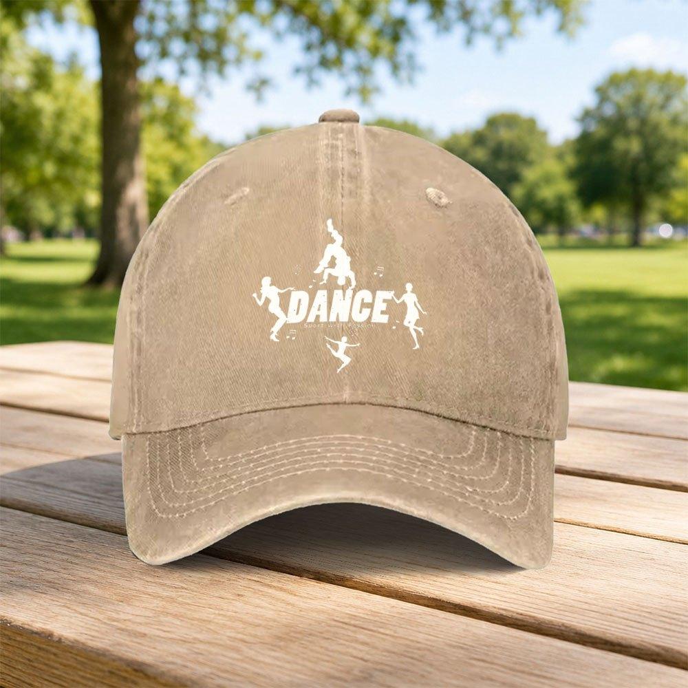 Classic DANCE Hip Hop Printed Washed Baseball Cap Unisex Casual Duckbill Hat for Street Wear Outdoor Travel Parties