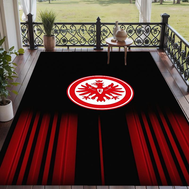 Crystal Velvet Rug with Eintracht Frankfurt Design, Soft Non-Slip Floor Mat for Living Room Bedroom Decor