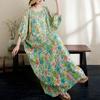 2025 Summer New Plus Size Dress Basic Women Casual Loose Floral Printing Beach Vintage Oversized Dress Maxi