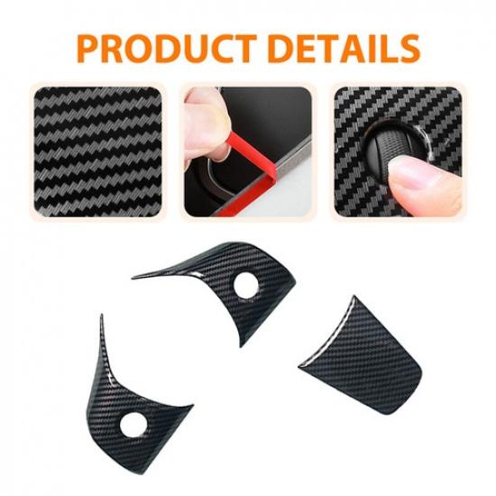 FIT FOR Tesla Model 3, Y, Glossy Carbon Fiber Steering Wheel Trim 2018  2024