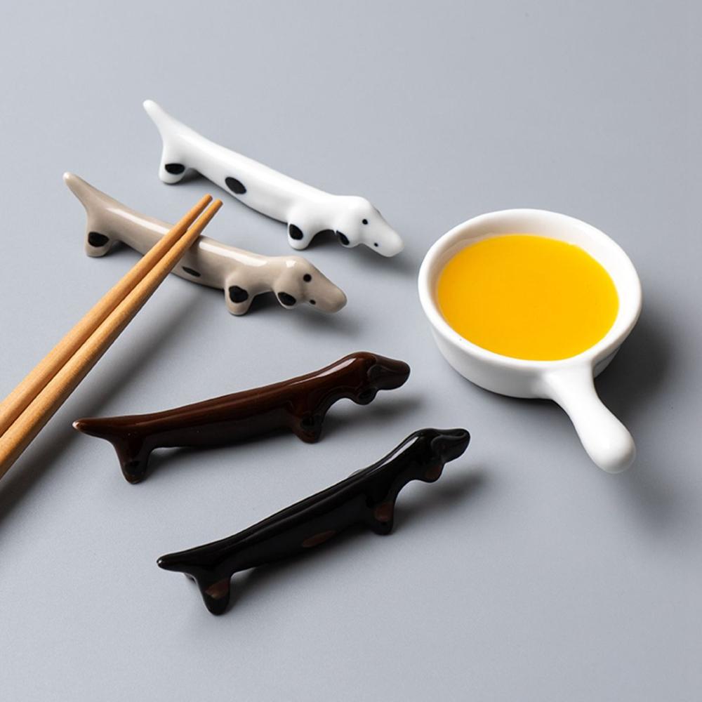 Shaped Dachshund Ceramic Cute Chopstick Rest Chopsticks Holder Tableware Rack Dinnerware Stand