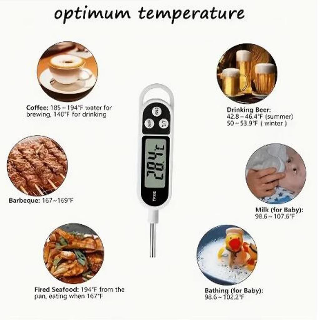 1pc Digital Food Thermometer - Kitchen Instant Read Pen Probe for Baking, Grilling, Meat, and Baby Milk Temperature Measurement