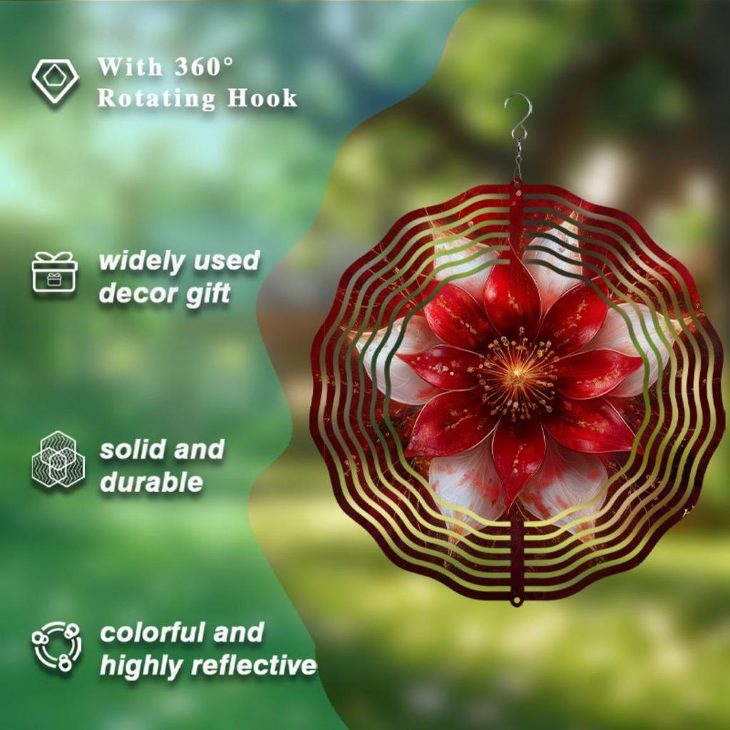 10 Inch Bohemian Wind Chime with 360 Degree Rotating Hook Vibrant Floral Design for Spring Summer Balcony Garden Yard Decoration