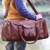 Combo Leather Bag Gym Travel Luggage Duffel Weekend Overnight Backpack 2 Bags
