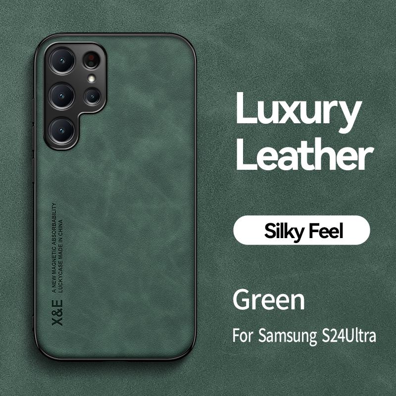 For Samsung Galaxy S24 Ultra 5G Case Magnetic Holder Leather Phone Case For Samsung S24 + Plus S 24 Ultra Shockproof Back Cover