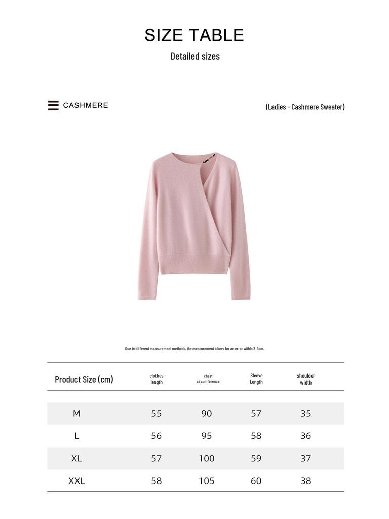 Женский кашемировый свитер французского дизайна с запахом - приятный к коже, вязаный трикотаж свободного кроя для осени и зимы.